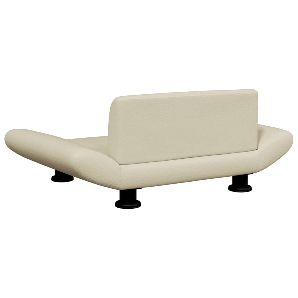 Cama para cães 70x45x28 cm couro artificial cor creme