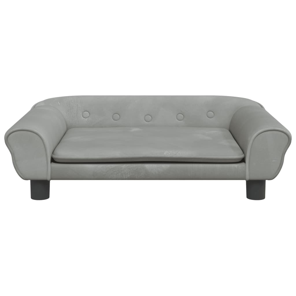 Cama para cães 70x48x22 cm veludo cinzento-claro