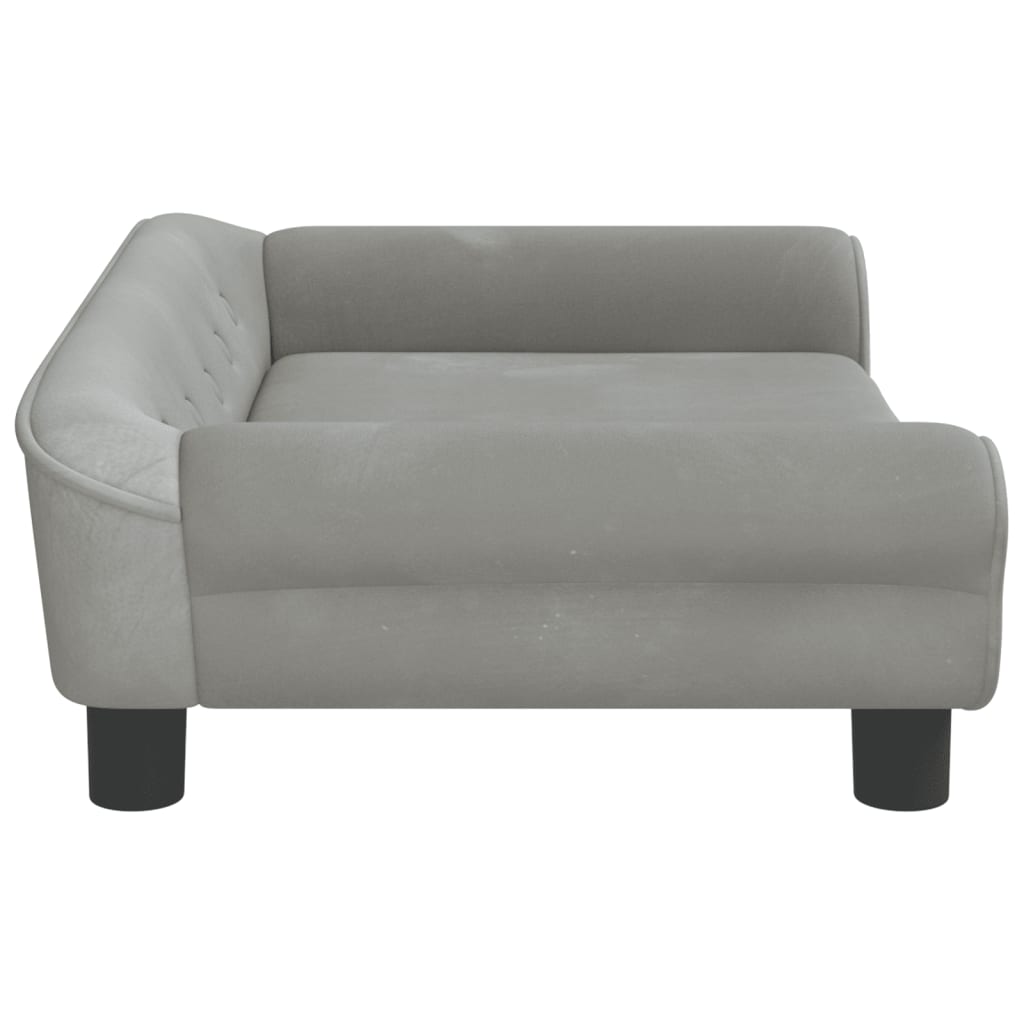 Cama para cães 70x48x22 cm veludo cinzento-claro