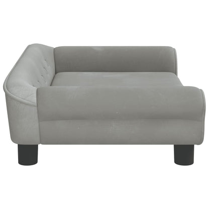 Cama para cães 70x48x22 cm veludo cinzento-claro