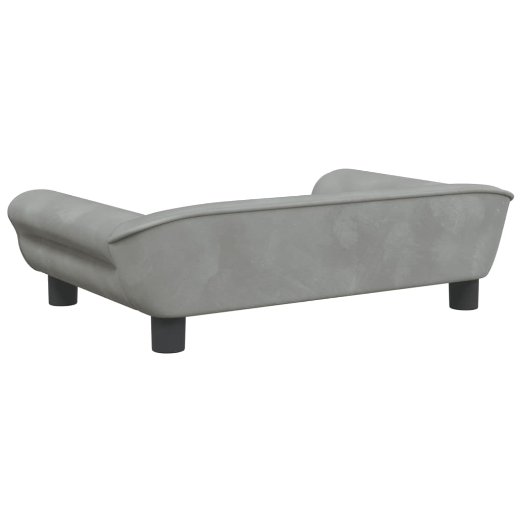 Cama para cães 70x48x22 cm veludo cinzento-claro