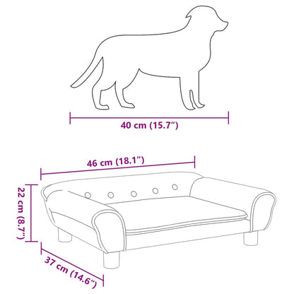 Cama para cães 70x48x22 cm veludo cinzento-claro