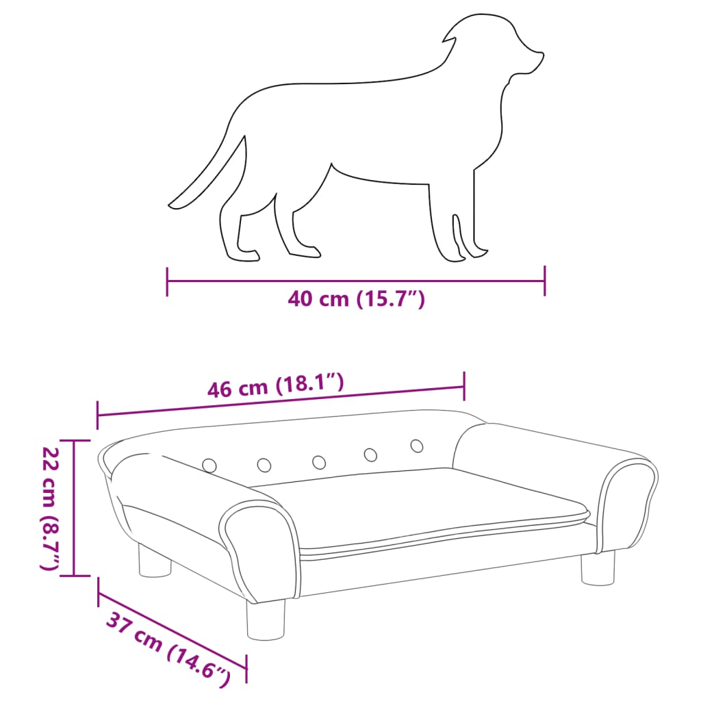 Cama para cães 70x48x22 cm veludo cinzento-escuro