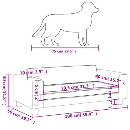 Cama para cães com extensão 100x50x30 cm veludo cinzento-escuro