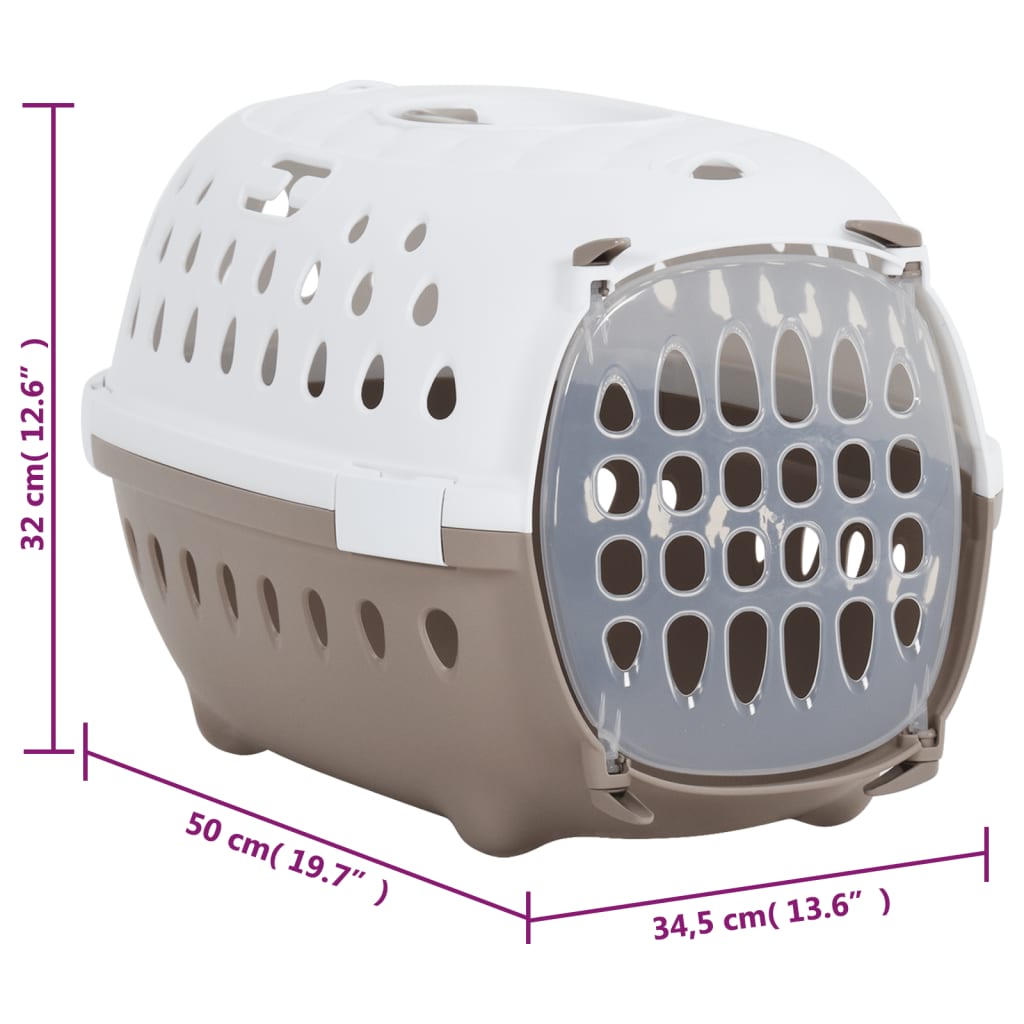 Transportadora para animais estimação PP branco/castanho