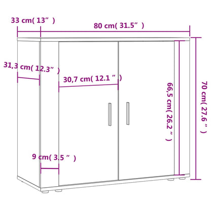 Aparador 80x33x70 cm derivados de madeira cinzento sonoma