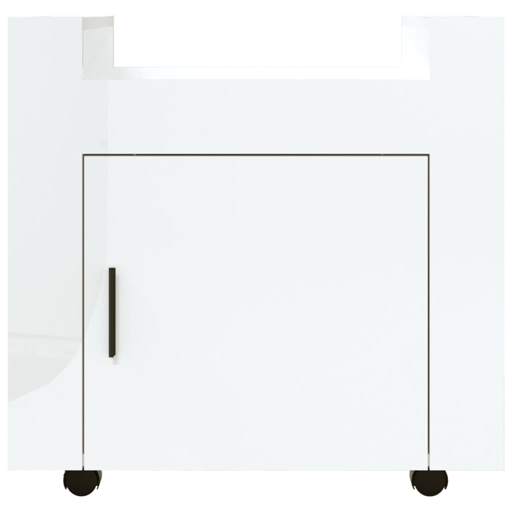 Carrinho secretária 60x45x60cm deriv. madeira branco brilhante