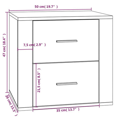 Mesa de cabeceira 50x39x47 cm branco brilhante