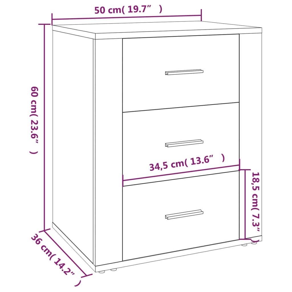 Mesa de cabeceira 50x36x60 cm derivados de madeira branco