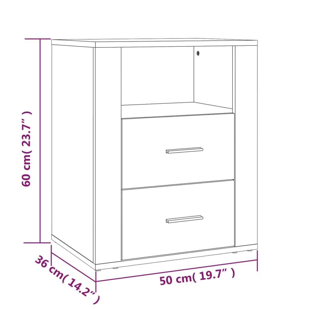 Mesa cabeceira 50x36x60 cm derivados madeira cinzento sonoma