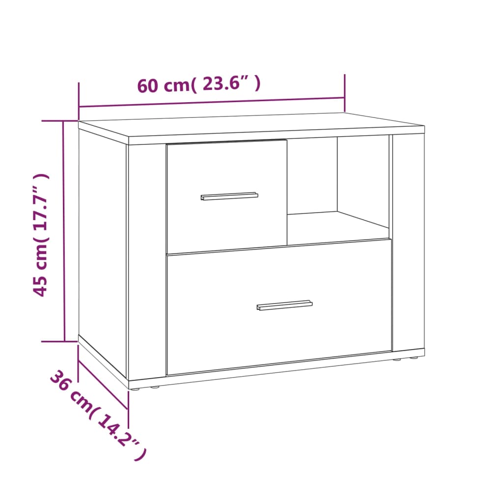 Mesa cabeceira 60x36x45 cm derivados madeira carvalho castanho