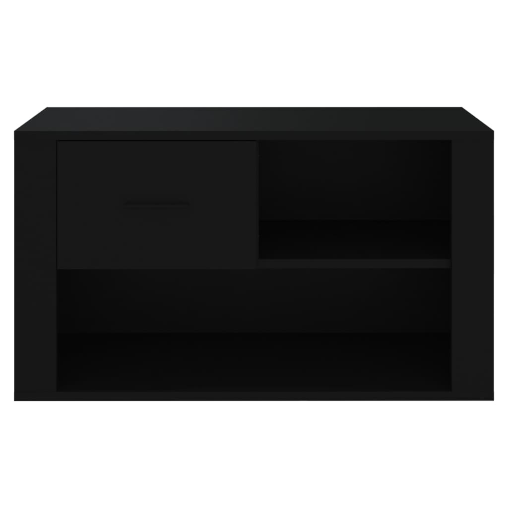 Sapateira Dama - Com 1 Gaveta e 2 Prateleiras - Cor Preto - 80x35x45 cm - Derivados de Madeira - Design Minimalista