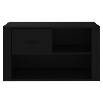 Sapateira Dama - Com 1 Gaveta e 2 Prateleiras - Cor Preto - 80x35x45 cm - Derivados de Madeira - Design Minimalista