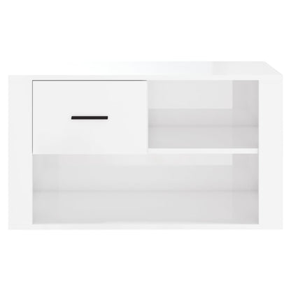 Sapateira Dama - Com 1 Gaveta e 2 Prateleiras - Cor Branco Brilhante - 80x35x45 cm - Derivados de Madeira - Design Minimalista