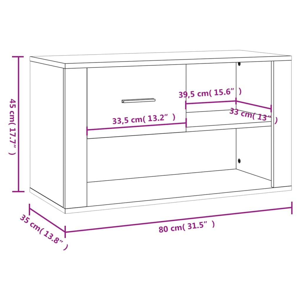 Sapateira Dama - Com 1 Gaveta e 2 Prateleiras - Cor Branco Brilhante - 80x35x45 cm - Derivados de Madeira - Design Minimalista