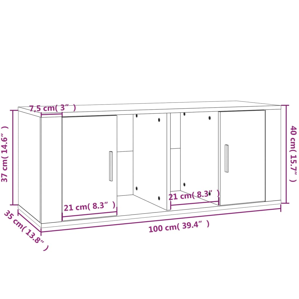 Móvel de TV 100x35x40 cm derivados de madeira cinzento sonoma