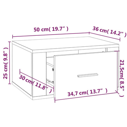 Mesa de cabeceira de parede 50x36x25 cm branco