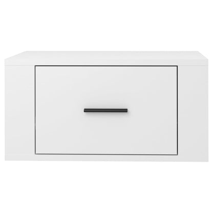 Mesa de cabeceira de parede 50x36x25 cm branco brilhante