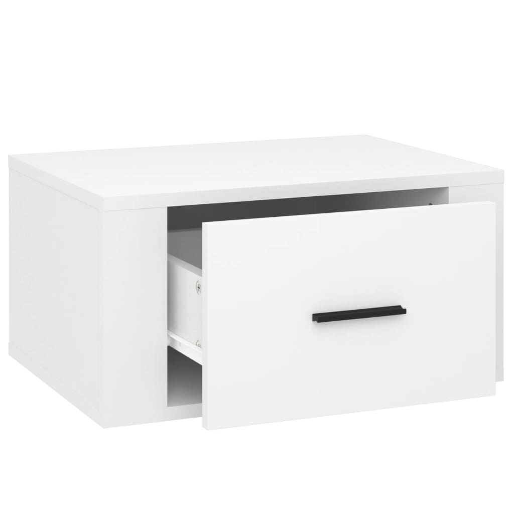 Mesa de cabeceira de parede 50x36x25 cm branco brilhante