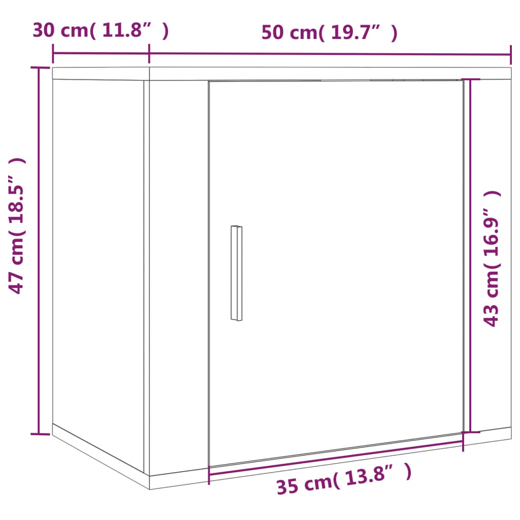 Mesa de cabeceira de parede 50x30x47 cm branco brilhante