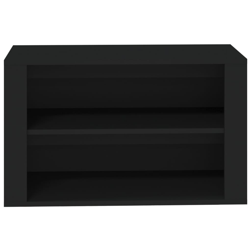 Sapateira Dama - Com 1 Gaveta e 2 Prateleiras - Cor Preto - 80x35x45 cm - Derivados de Madeira - Design Minimalista