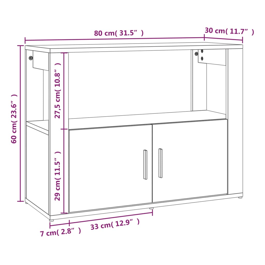 Aparador Sado de 80 cm - Preto - Design Moderno