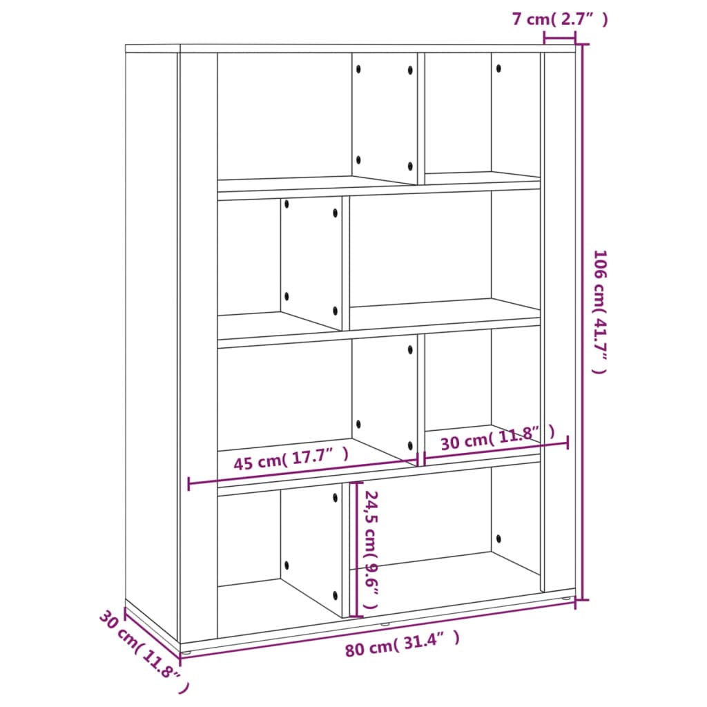 Aparador 80x30x106 cm derivados de madeira cinzento sonoma