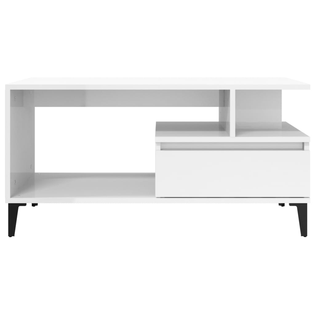 Mesa centro 90x49x45 cm derivados de madeira branco brilhante