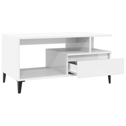 Mesa centro 90x49x45 cm derivados de madeira branco brilhante