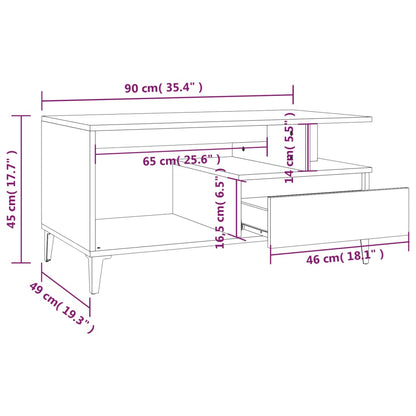 Mesa de centro 90x49x45 derivados de madeira cinzento cimento