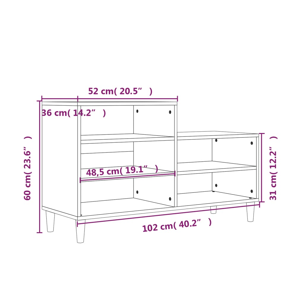 Sapateira Ciara - Com 5 Prateleiras - Cor Cinzento Cimento - 102x36x60 cm - Derivados de Madeira e Madeira de Eucalipto Maciça - Design Nórdico