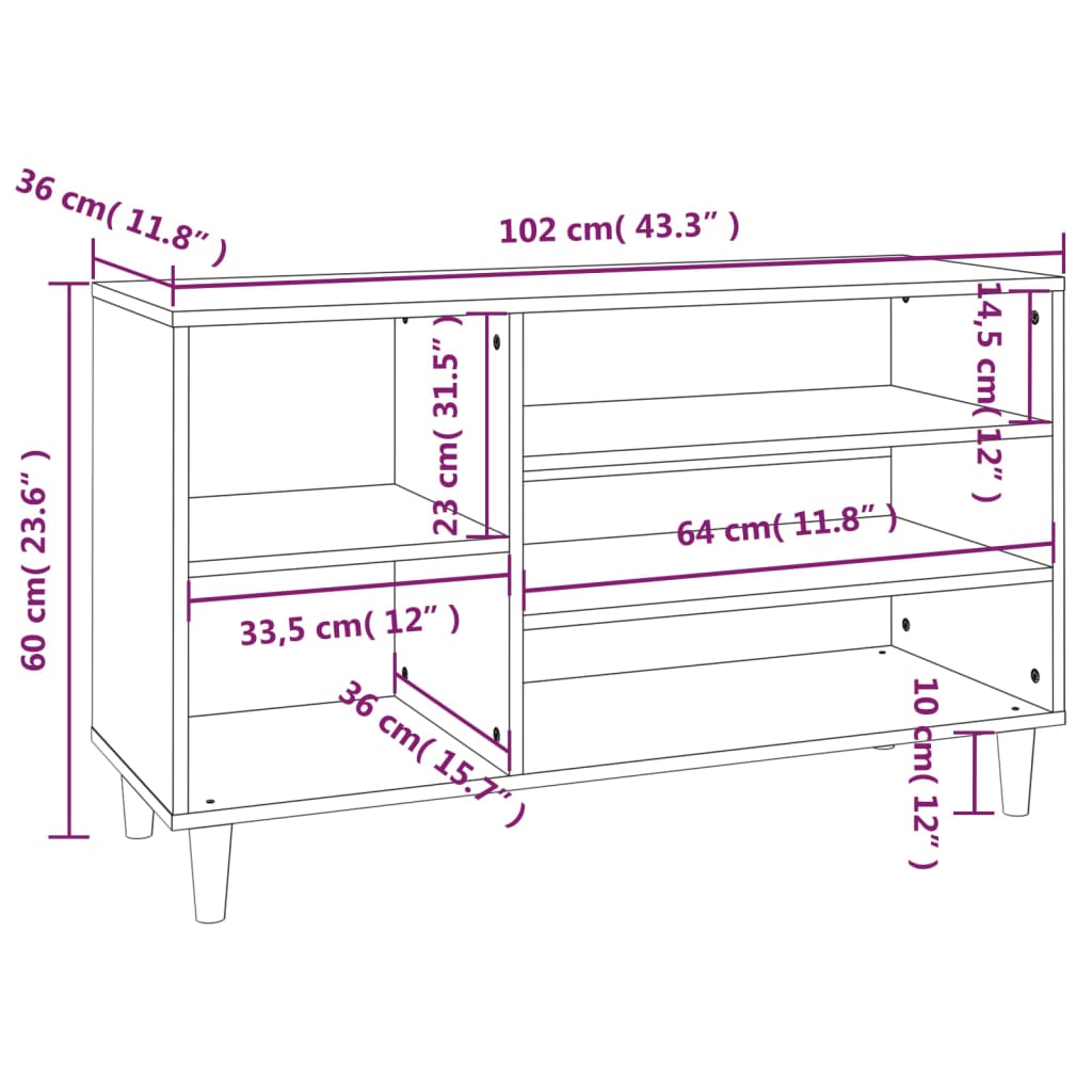 Sapateira Zaza - Com 5 Compartimentos - Cor Branco Brilhante - 102x36x60 cm - Derivados de Madeira e Madeira de Eucalipto Maciça