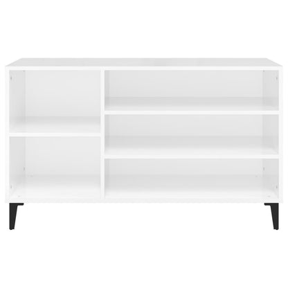 Sapateira Carol  - Com 5 Prateleiras e Pernas em Metal - Cor Branco Brilhante - 102x36x60 cm - Derivados de Madeira - Design Nórdico