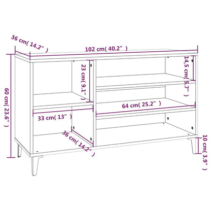 Sapateira Carol  - Com 5 Prateleiras e Pernas em Metal - Cor Cinzento Sonoma - 102x36x60 cm - Derivados de Madeira - Design Nórdico