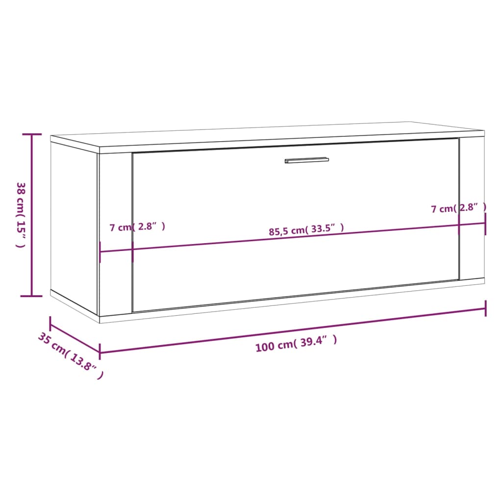 Sapateira Serra Fixa ou de Parede - Com 2 Prateleiras - Cinzento Cimento - 100x35x38 cm -  Derivados de Madeira - Design Nórdico