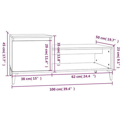 Mesa de centro 100x50x45 cm derivados madeira cinzento cimento