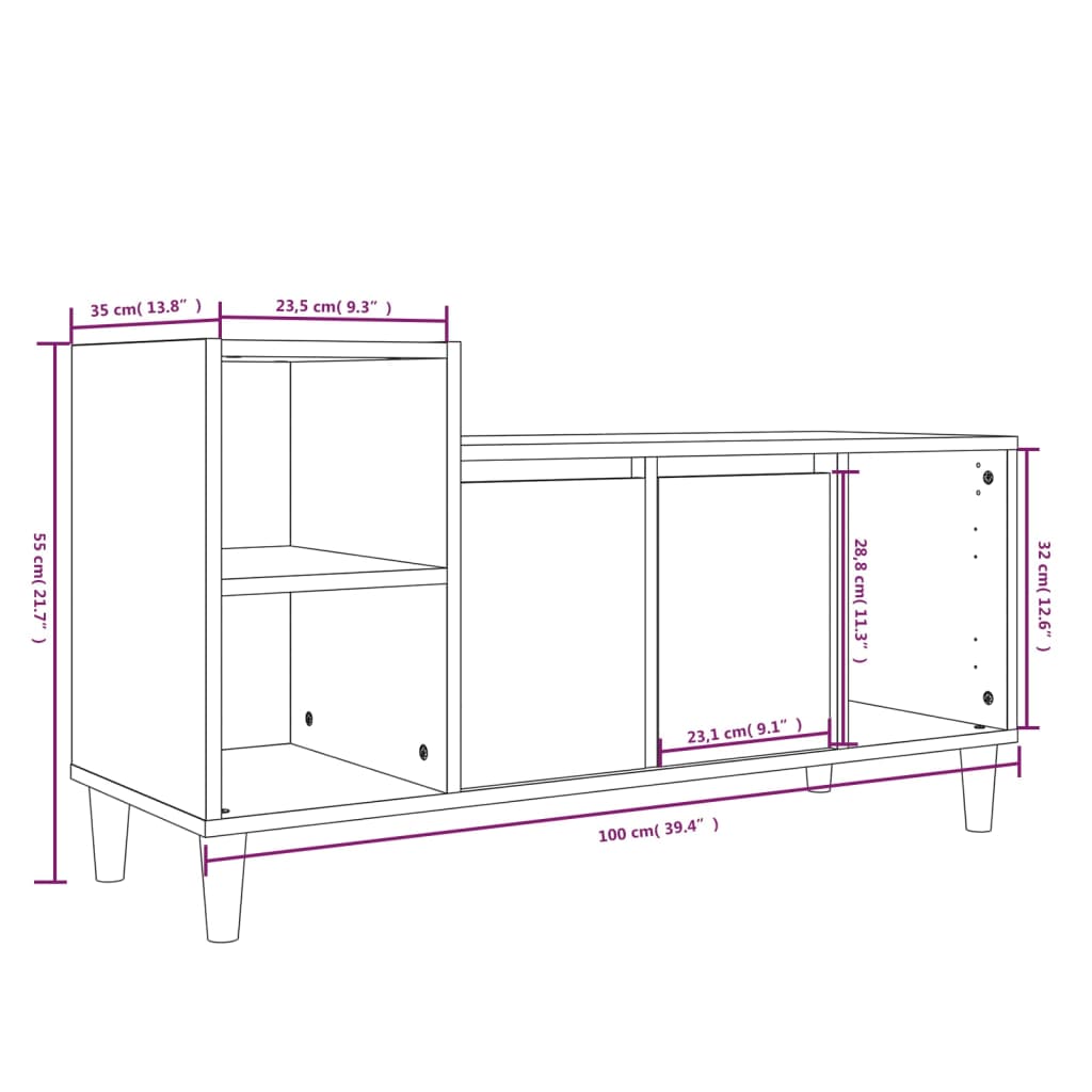 Móvel de TV 100x35x55 cm derivados de madeira cinzento sonoma