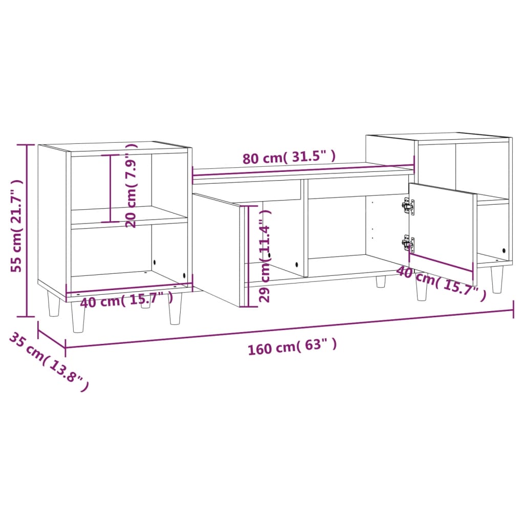 Móvel de TV Malva de 160 cm - Branco - Design Moderno