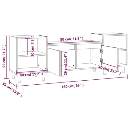 Móvel de TV Malva de 160 cm - Branco Brilhante - Design Moderno