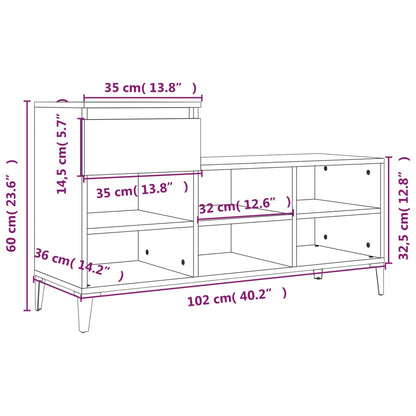 Sapateira Anuca - Com 1 Gaveta, Banco e 6 Prateleiras - Cor Branco - 102x36x60 cm - Derivados de Madeira e Pernas em Metal