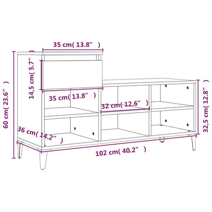 Sapateira Anuca - Com 1 Gaveta, Banco e 6 Prateleiras - Cor Carvalho Sonoma - 102x36x60 cm - Derivados de Madeira e Pernas em Metal