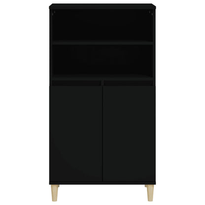 Aparador Alto Eucali com 2 Portas e Prateleiras de 60 cm - Preto - Design Moderno