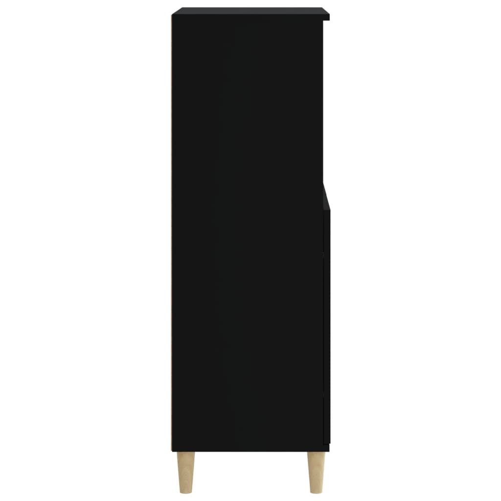 Aparador Alto Eucali com 2 Portas e Prateleiras de 60 cm - Preto - Design Moderno