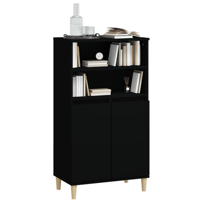 Aparador Alto Eucali com 2 Portas e Prateleiras de 60 cm - Preto - Design Moderno