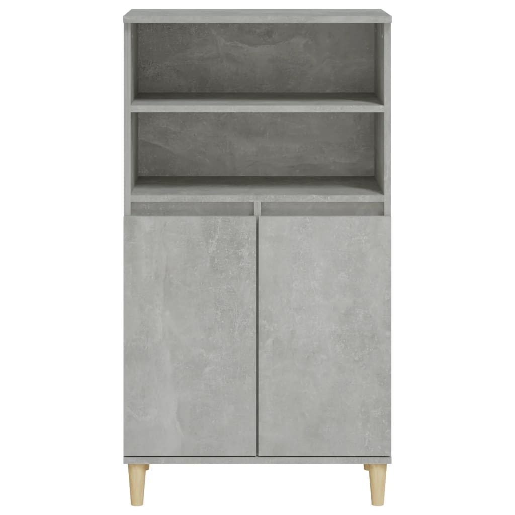 Aparador Alto Eucali com 2 Portas e Prateleiras de 60 cm - Cinzento Cimento - Design Moderno