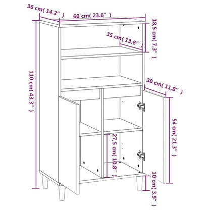 Aparador Alto Eucali com 2 Portas e Prateleiras de 60 cm - Cinzento Cimento - Design Moderno