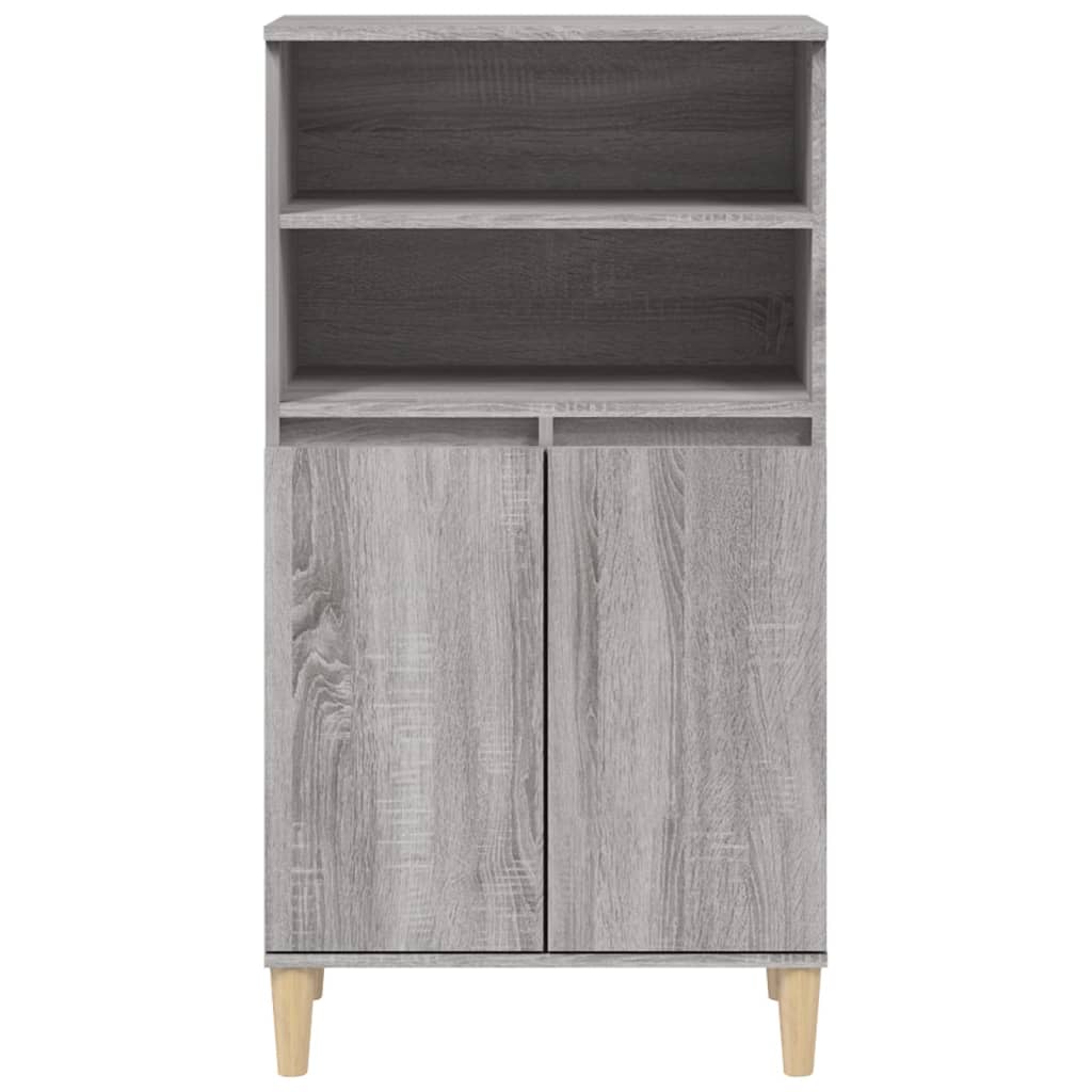 Aparador Alto Eucali com 2 Portas e Prateleiras de 60 cm - Cinzento Sonoma - Design Moderno