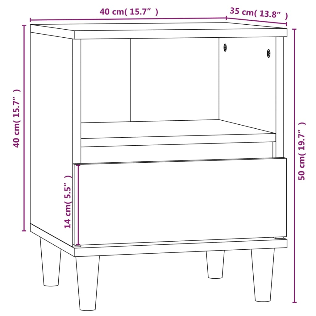 Mesas de cabeceira 2 pcs 40x35x50 cm preto