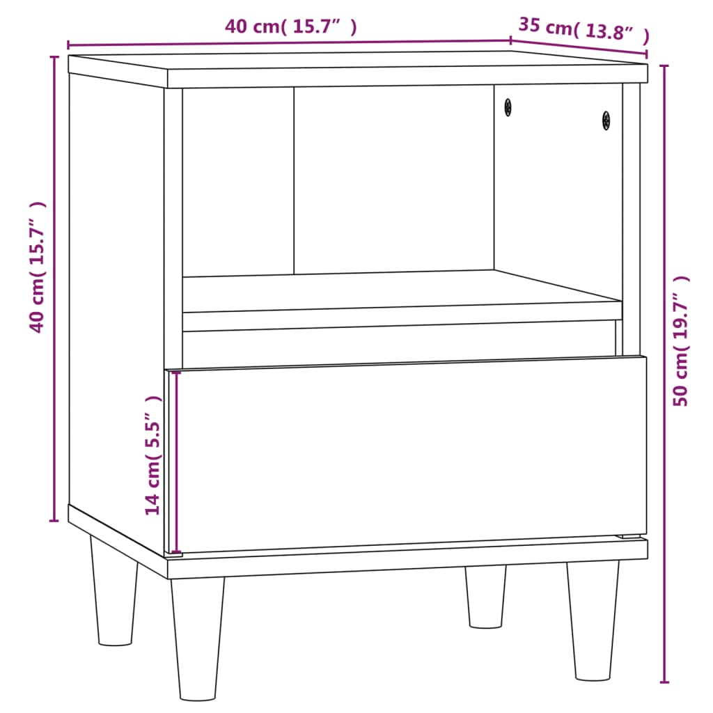 Mesas de cabeceira 2 pcs 40x35x50 cm branco brilhante