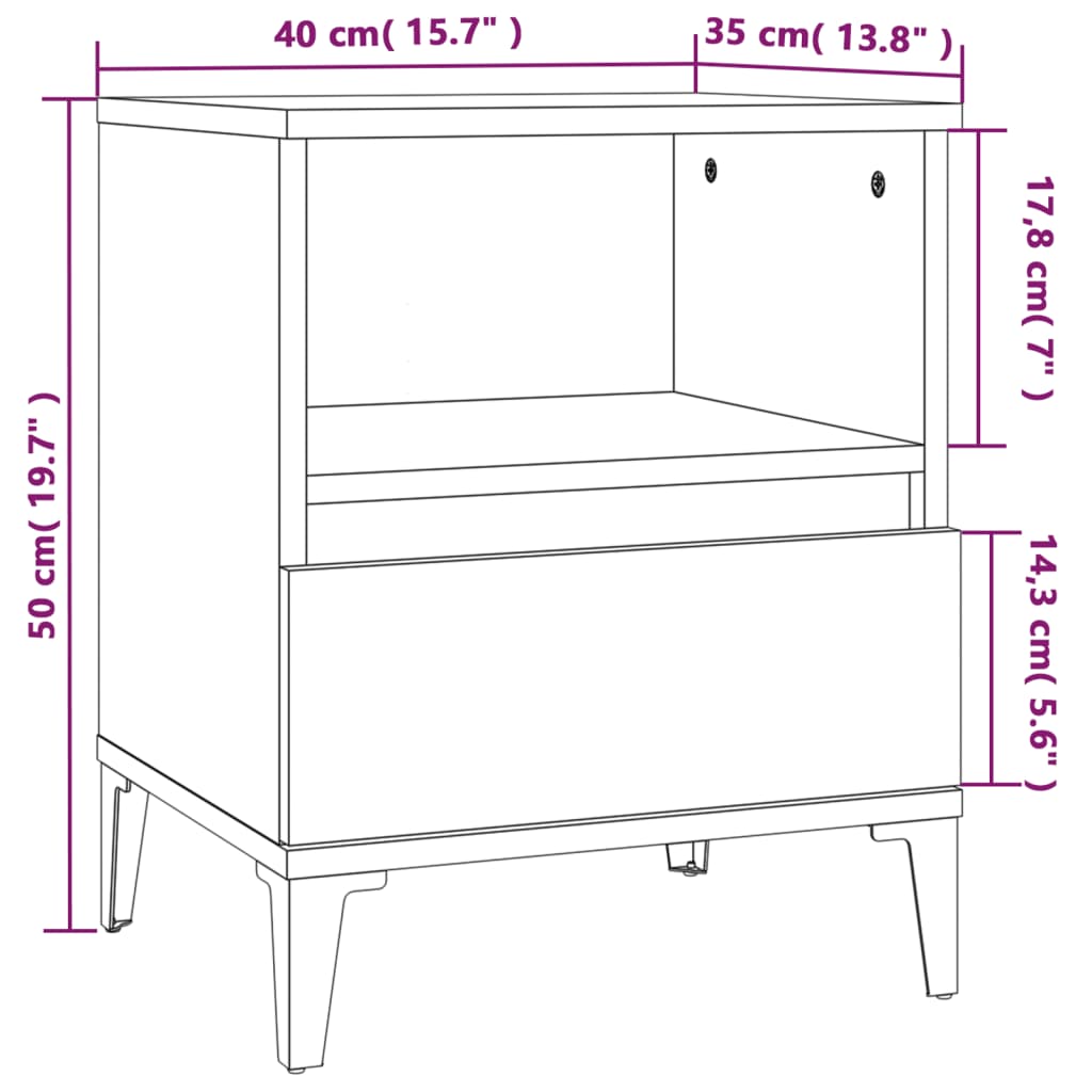 Mesas de cabeceira 2 pcs 40x35x50 cm branco